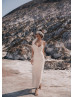 Ivory Lace Bohemian Back Slit Wedding Dress